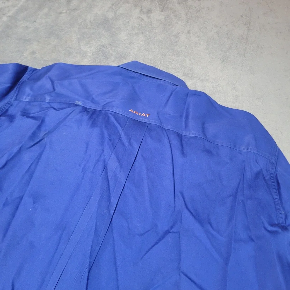 Ariat Button Down Shirt Mens XXL Blue Solid Long Sleeve Western‎ Work 10006660